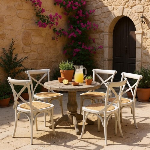 Cream cross back dining chair - cross,