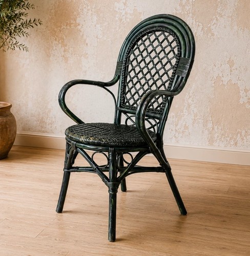 Vintage rattan cane armchair - rattan,